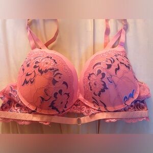 Abella Floral Lace Bra in Pink and Blue